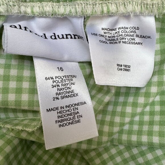 Alfred Dunner Vintage Womens Green Gingham Check Capri Pedal Pusher Pants 16 - Picture 7 of 8